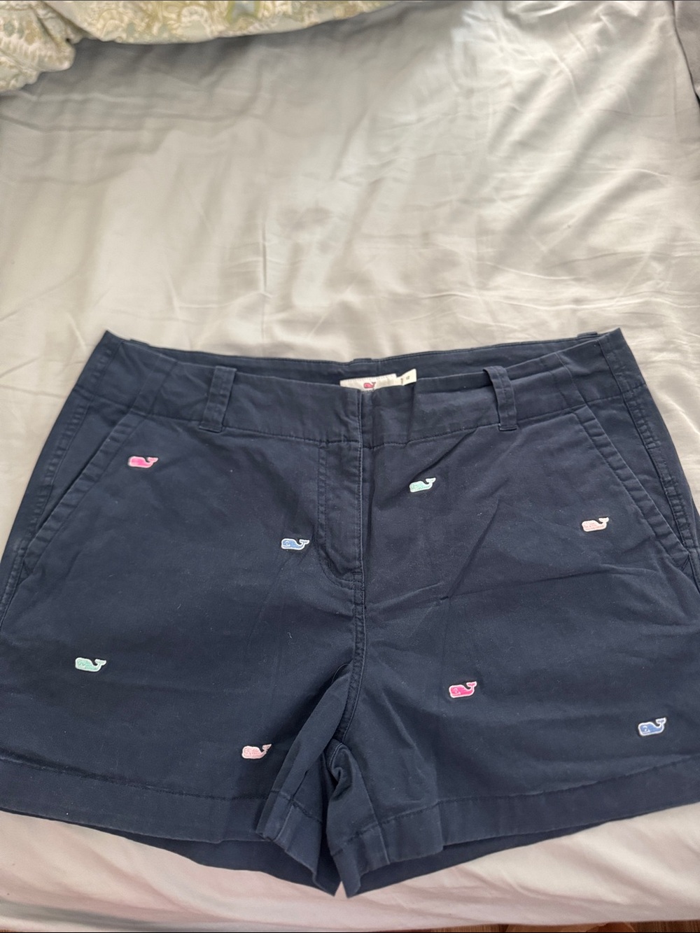 Vineyard Vines Navy Embroidered Multicolor Whale Women's Shorts